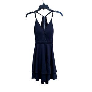 Honey And Rosie Sleeveless ‎ Mesh Bralette Back Fit-And-Flare Mini Dress Small